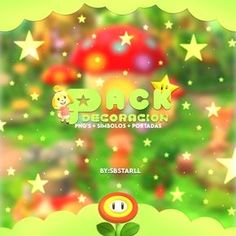 an image of a game cover with stars and plants in the background that says, back to decor