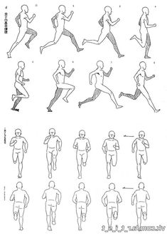 an image of a man's body and legs in different positions, including running