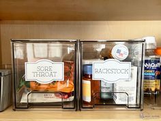 two clear containers filled with food on top of a counter