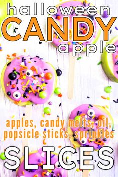 halloween candy apple popsicles with sprinkles on them