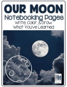 a book cover for our moon notebooking pages write color and draw what you've learned