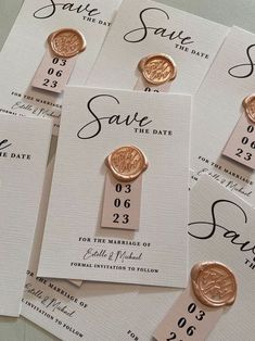 wedding save the date cards with gold wax seals