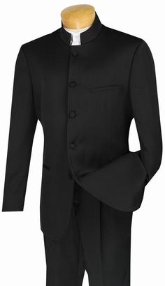 ⭐️⭐️⭐️⭐️⭐️ 5 star review:  Master Collection - Regular Fit Men's 2 Piece Banded Collar Tuxedo Black Tuxedo Black, Chinese Collar, Church Suits, Men Suit, Slim Fit Suits, Fitted Suit, Mens Fashion Suits, Single Breasted Jacket, Moda Vintage