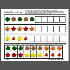 the fall leaf pattern worksheet is shown with different colors and patterns on it