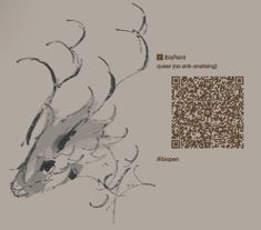 a drawing of a fish on a gray background with qr code in the foreground