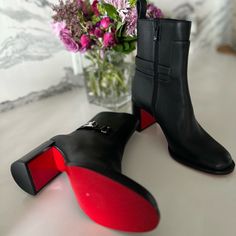 Brand New No Box Size 34 Red Bottoms Boots Christian Louboutin, Red Bottom Boots, Red Bottom, Red Boots, Red Bottoms, Louboutin Shoes, Christian Louboutin Shoes, Black Boots, Bootie Boots