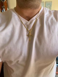 "Gorgeous handmade men's or women's crucifix pendants 3 choices of finish: Yellow gold cross w. silver jesus Silver cross w. yellow gold jesus Silver cross w. rose gold jesus Nice size 1.75\" x 1.25\" (2\" with bale) Weighs around 5 grams Handmade in Italy! Will never turn green! SOLID 925 SILVER...stamped 925 IF YOU ONLY WANT PENDANT, SELECT \"0\" CHAIN Buy pendant only or with choice of 2mm rope chains Chains also made in Italy & are solid sterling silver Ships fast" 10k Gold Chain, Crucifix Necklace, Red Stone Ring, Colored Engagement Rings, Moissanite Earrings, Soccer Pictures, Black Onyx Ring, Turquoise Rings, Sterling Silver Mens