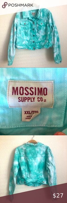 Mossimo Supply Co Tie Dye Jean Jacket turquoise white runs small see details 👇 Tie Dye Jean Jacket, Tie Dye Jeans, Tie Dye