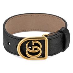 The Gucci Leather Gg Charm Bracelet In Black Is An Adjustable, Thick Banded Leather Bracelet In A Gorgeous Deep Black. The Clasp Features A Framed Gg Logo And Peg In Hole Style Closure. Black Leather Gg Charm Bracelet Gold-Tone Hardware 100% Leather Framed Gg Clasp Peg In Hole Closure Size S 9.5" X 1" Adjustable 5.75" - 6.75" Product Number 501931 Made In Italy Gucci Bangle, Gucci Jewellery, Green Bangles, Green Gucci, Green Jewellery, Gucci Bracelet, Leather Bangle, Gucci Jewelry, Black Leather Bracelet