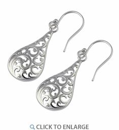 Sterling Silver Curly Wave Hook Earrings Silver Diamond Necklace, Silver Gold Jewelry, Mens Silver Necklace, Silver Tree, Gold Jewelry Indian, Sterling Silver Filigree, Mens Silver Rings, Silver Filigree