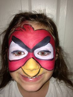 Angry Bird :) Angry Bird Face Paint, Crazy Face Paint, Preshower Makeup Ideas, Funny Makeup Ideas, Angry Makeup, Pre Shower Makeup, Funny Face Paint, Carnival Makeup Ideas, Easy Face Paint