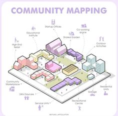 a map that shows the different types of buildings