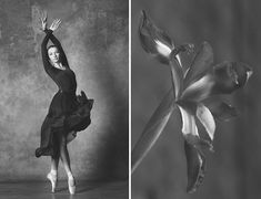 a woman in a black dress is dancing and another photo has a flower on it