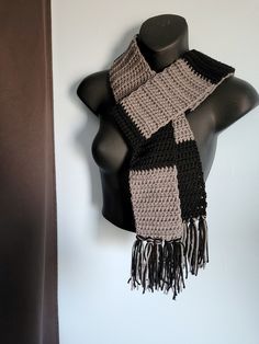 Looks like emo is here for life (;  This comfy accessory is perfect for all seasons! Drape loosely around your shoulders for warm n sunny seasons, and double wrap for cool and snowy weather.  Each scarf is approximately 85 x 3.5 inches, made with acrylic yarn, and takes about 1 week to complete. Please message before placing orders larger than 4. I'm also open to combined/custom color requests! Thanks (: Trendy Black Scarves For Fall, Trendy Black Fall Scarves, Trendy Black Scarf For Fall, Warm Black Winter Scarf, Black Scarves For Cold Weather, One Size, Black Cotton Winter Scarf, Black Cotton Scarves For Winter, Black Cotton Scarf For Winter, Casual Black Warm Scarves