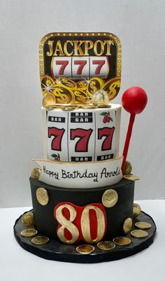 a birthday cake made to look like a slot machine