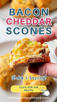 bacon cheddar scones with text overlay