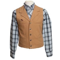 The Wyoming Traders Men's Bronco Canvas Vest is the most popular canvas vest we have, perfect for any farmer, rancher, cowboy, or anyone looking for a vest that is stylish and durable for any workday. It's made from 12 oz. cotton canvas with logo buttons and several pockets. With a western look and an adjustable back, the Bronco Vest comes in several different colors. 12 oz. Cotton Canvas Front and Back Shoulder Western Yoke Polyester Satin Lining Reinforced Stitching Back Elastic Waist 5 Wyomin Concealed Carry Jacket, Cowboy Vest, Canvas Vest, Tech Shirt, Canvas Jacket, Western Look, Tractor Supply, Wool Vest, Big Clothes