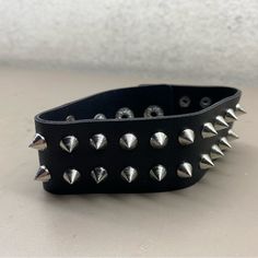 New Unisex Hot Topic Black Chrome Spiked Rocker Biker Bracelet One Size Biker Bracelet, Black Chrome, Mens Accessories Jewelry, Hot Topic, Rocker, Black Silver, Mens Accessories, Man Shop, Bracelet