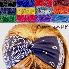 Stylish bandana turban headband that compliments any hair style and outfit Stretch to Fit Super Comfy Fits women and girls To view the rest of our collection, please visit: brightideasnyc.com Bandana Crafts, Headband Wrap, Paisley Bandana, Hair Accessories Boho, Boho Hair, Hair Bonnet, Yoga Headband, Vintage Headbands, Turban Headband