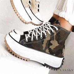 Lasaky - Fashionable high-top canvas shoes with thick platform and heightened sole design Zebra Shoes, Plateau Sneaker, Ankle Sneakers, Vintage Sandals, Womens Sandals Summer, Womens Summer Shoes, Jeans Material, Lacing Sneakers, Casual Sport Shoes