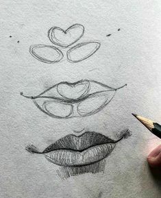 someone is drawing different lips with pencils