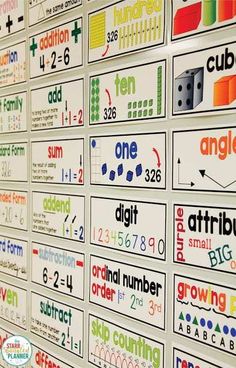 the wall is full of different types of numbers and symbols for each student to use