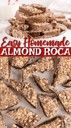 easy homemade almond roca on a white plate