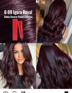 Igora Color Formulas, Black Cherry Hair Color Formula, Grape Color Hair, Intense Violet Hair Color, Cherry Cola Hair Color Formula, Plum Red Hair Color, Copper Highlights On Black Hair, Dark Cherry Cola Hair, Dark Magenta Hair