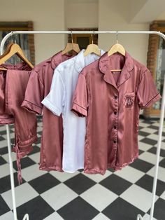 Wine PJ Set, Wine shirt and short set, Copper Satin Set, Silky Satin Pajamas, Matching Pajamas, Holiday Pajamas, Bridesmaid Pajamas, Friends Pajamas Set, Bridal Party Set, Bridesmaid Proposal Box, Brides Gift for Bridesmaid, Soft Silk Pajamas, Satin Luxury Pajamas. Pajamas are evergreen and this satin series is just the thing you can't keep your hands off. 🌸 Silk Satin Collection -2022🌸 These Pjs are the best gifts for your bride, bridesmaids, in laws to be, bachelorette parties and beach part Summer Satin Home Sets, White Satin Sleepwear Set, White Satin Bedtime Set, Pink Satin Home Sets, White Satin Pajama Party Sets, Satin Bedtime Sets With Short Sleeves, Satin Short Sleeve Bedtime Set, Satin Bedtime Set With Short Sleeves, Pink Short Sleeve Home Sets