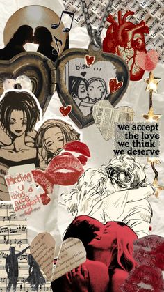 collage of various images with words and pictures on them that say we accept the love we receive