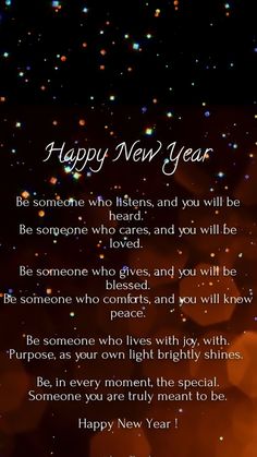 a happy new year message with sparkles