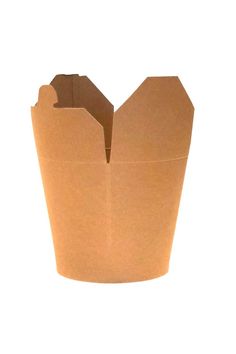 an open brown paper cupcake box on a white background