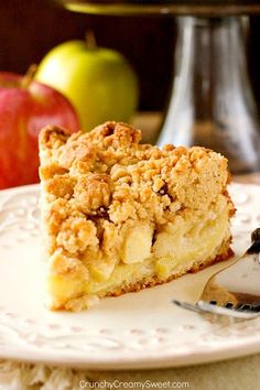 a piece of pie sitting on top of a white plate