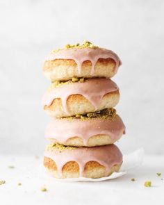 three doughnuts stacked on top of each other