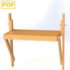 a small wooden desk with two legs on it