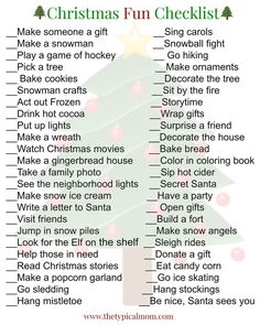 christmas fun checklist for kids