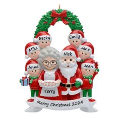 personalized christmas ornament with santa and his family