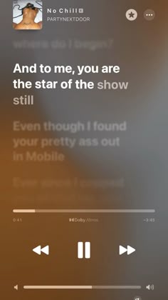 an iphone screen with the text and music player on it's left hand side