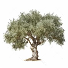 an olive tree on a white background with clipping space for the text or image