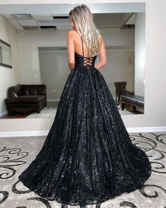 Black Sparkly Prom Dress, Black Sequin Prom Dress, Sparkly Prom Dresses, Winter Formal Dresses, Spaghetti Strap Prom Dress, Prom Dresses Sleeveless, Sequin Prom Dresses, Black Prom, Prom Dresses Online