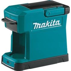 a makita coffee maker with the word's logo on it, sitting in front of a white background