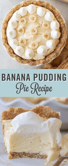 banana pudding pie with whipped cream on top