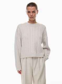 Sweater Aritzia, Boxy Sweater, Easy Shape, Cable Stitch, Fully Fashioned, Favorite Sweater, Cheese Cloth, Merino Wool Sweater, Fall 2023