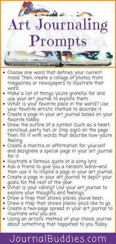 the art journal with text that says, art journaling prompts