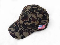 Camo Baseball Hat With American Flag Patch, Military, USA Dad Hat, Military Girlfriend, Camo Baseball Hat, American Flag Baseball Cap Military Girlfriend, American Flag Patch, Flag Patches, Baseball Hat, Dad Hat, Dad Hats, American Flag, Baseball Cap, Baseball Hats