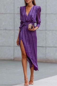 Party Mode, Office Dresses For Women, Purple Midi Dress, Long Sleeve Evening Dresses, Vestidos Vintage, Midi Dress Party, Rock Design, Summer Party Dress, Long Summer Dresses