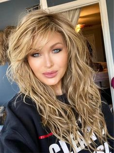 Chantal Beach Waves Full Monofilament Luxury Wig *Final Sale* | SophiaRene Boutique Wavy Long Hair, Long Hair Older Women, 80's Hair, Feathered Bangs, Layered Hair With Bangs, Waves Hair, 1970s Women, Beach Wave Hair, Womens Hair