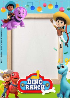 an image of a cartoon character frame with the name dino ranch on it