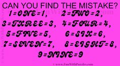 a pink background with black numbers and the words can you find the mistake?