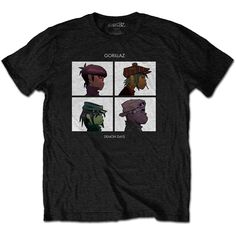 four different avatars on a black shirt